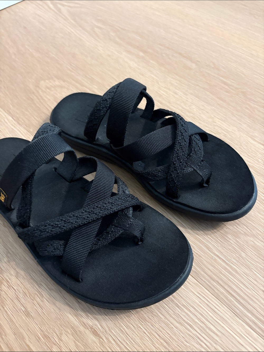 Teva Black Crossband Slide Sandals